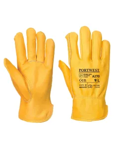 First-Grade Yellow Grain Leather Driver Gloves A270 Portwest