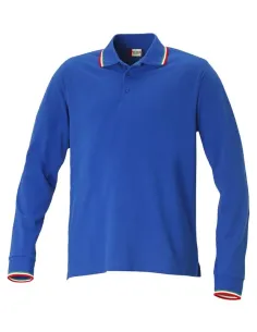 Polo Piquet 100% Cotone Manica Lunga con Profili Italia in Contrast...