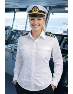 Camicia da donna manica lunga per uniformi bianca con portagradi - Riberti Shop