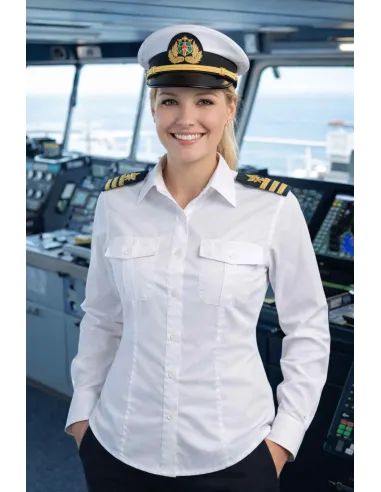 Camicia da donna manica lunga per uniformi bianca con portagradi - Riberti Shop