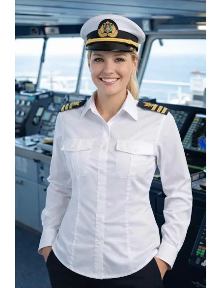 Camicia da donna manica lunga per uniformi bianca con portagradi - Riberti Shop