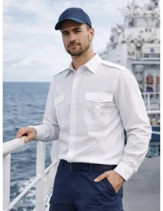 White uniform shirt long sleeve with rank loops