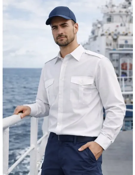 Camicia bianca per uniformi manica lunga con portagradi uomo