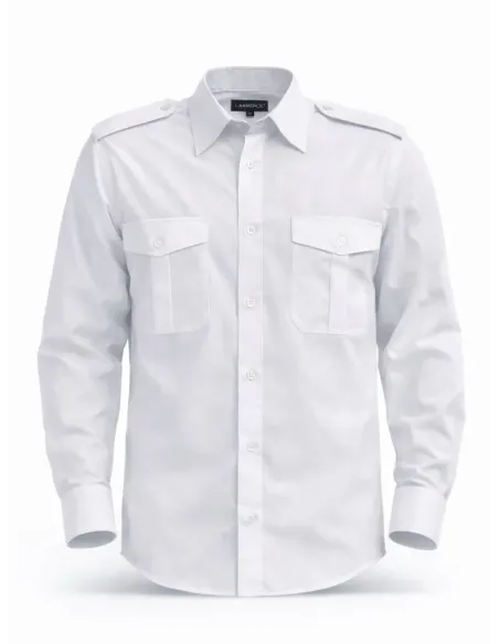 Camicia bianca per uniformi manica lunga con portagradi uomo