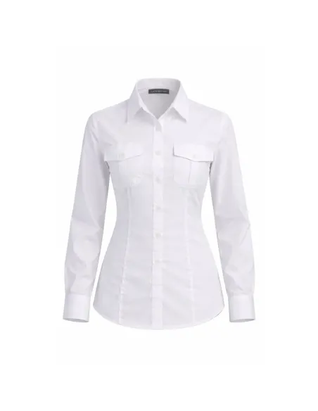 Camicia da donna manica lunga per uniformi bianca con portagradi - Riberti Shop