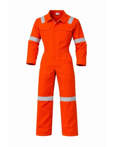 Professional cotton work coverall with reflective strips